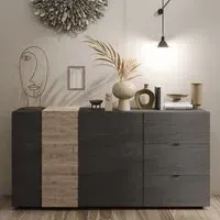Venice Sideboard with 2 Doors 3 Drawers - Titan, Cadiz Oak