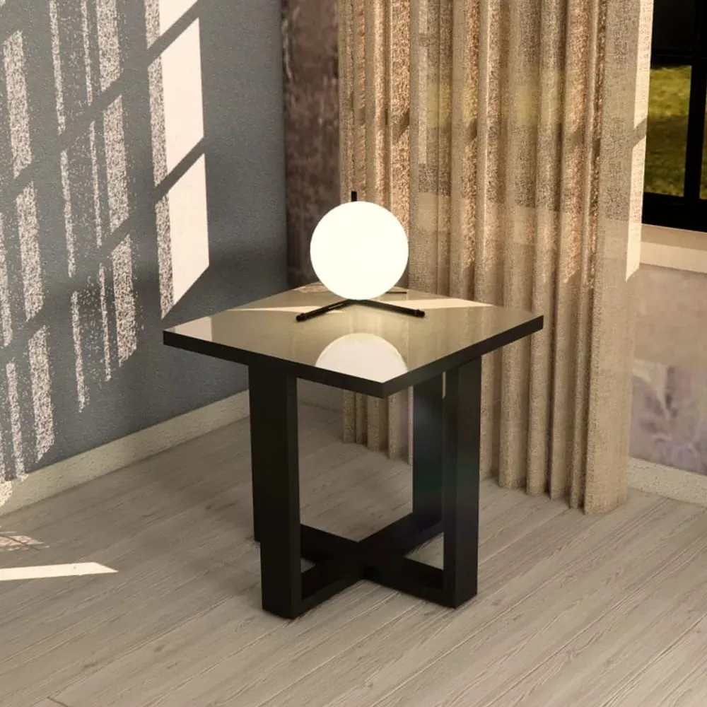 Venice Square Lamp Table - Champagne, High Gloss image