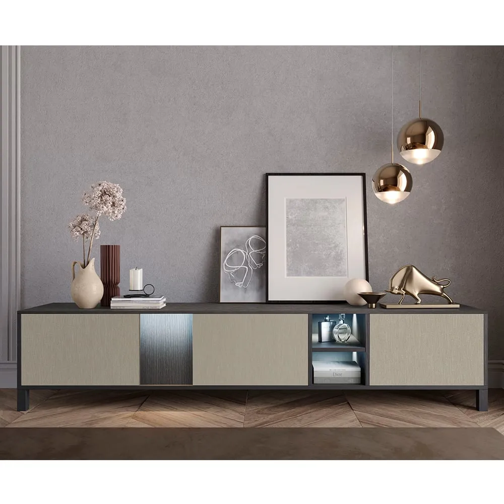 Venice TV Sideboard with LED - Champagne, High Gloss