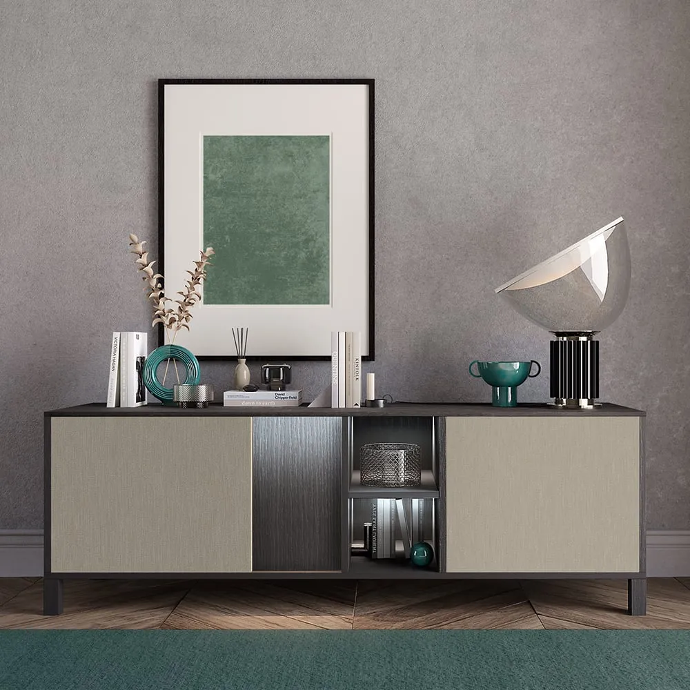 Venice TV Sideboard with LED - Champagne, High Gloss
