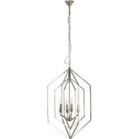 Venik Hexagonal 4 Lights Chandelier - Nickel, Stainless Steel