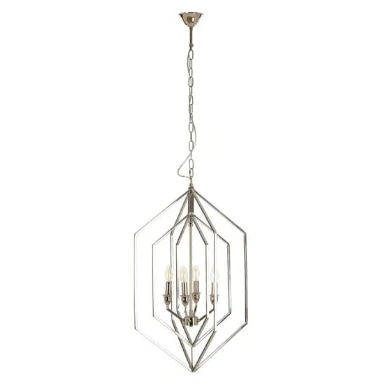 Venik Hexagonal 4 Lights Chandelier - Nickel, Stainless Steel