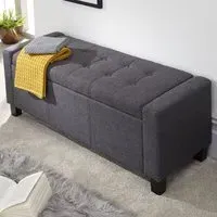 Ventnor Fabric Storage Ottoman - Charcoal Grey