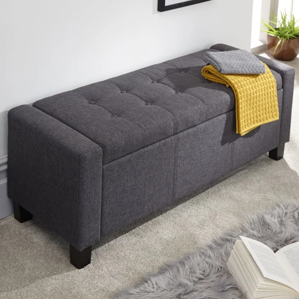 Ventnor Fabric Storage Ottoman - Charcoal Grey image