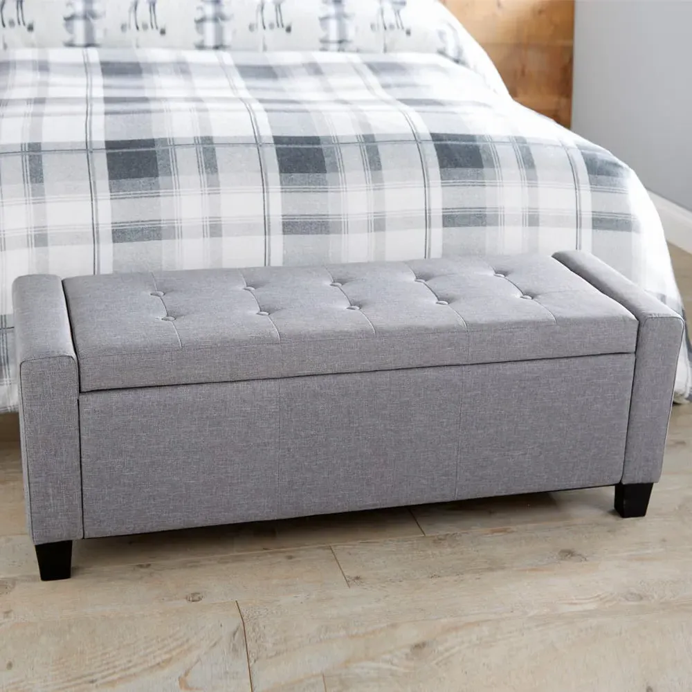 Ventnor Fabric Storage Ottoman - Grey