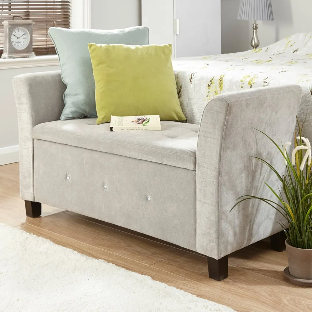 Ventnor Fabric Storage Ottoman - Silver