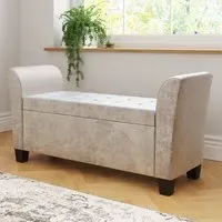 Ventnor Storage Ottoman with Buttoned Lid - Oyster, Velvet