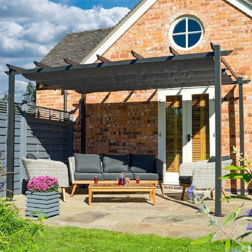 Venton Free Standing Garden Canopy - Gunmetal Grey, Aluminium