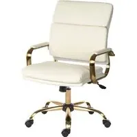Ventura Office Chair with Gas Lift - White, Leather