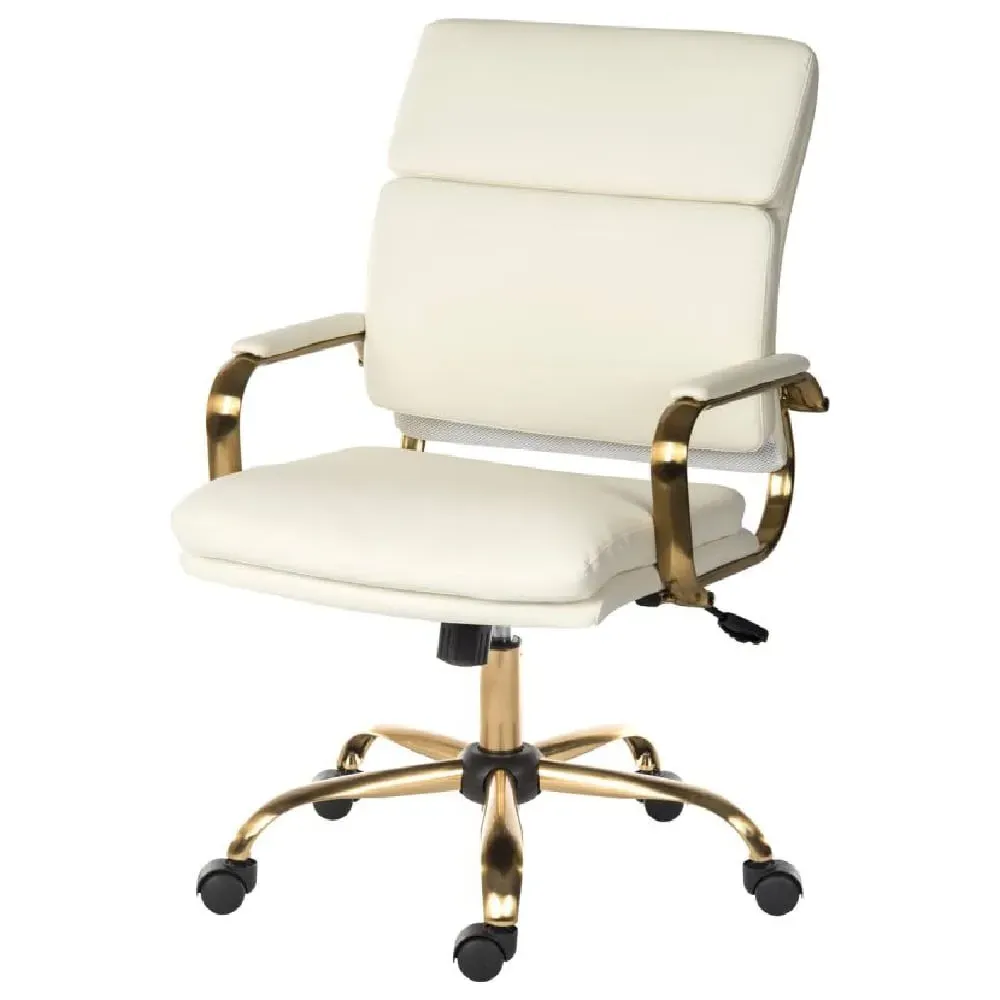 Ventura Office Chair with Gas Lift - White, Leather