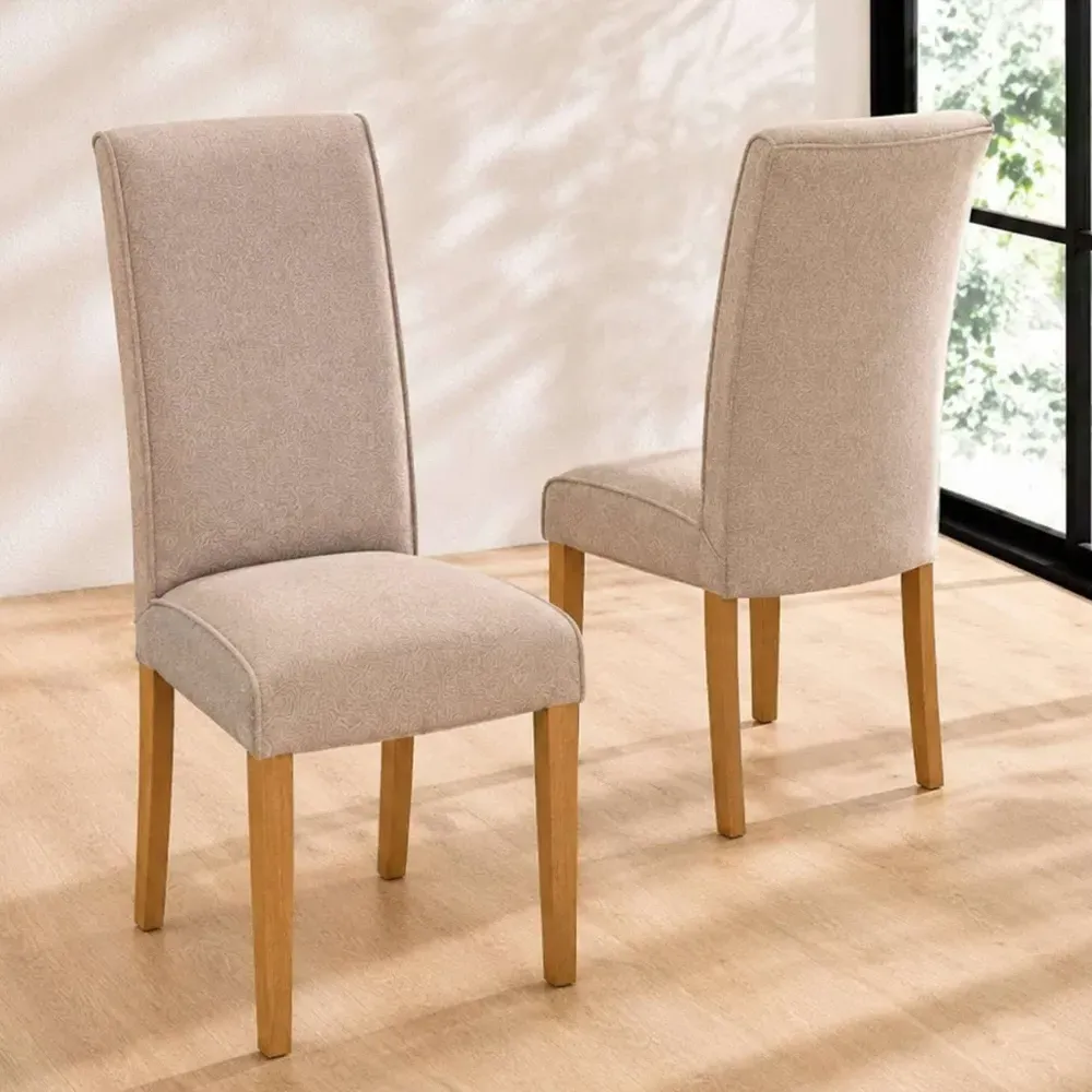 Venvor Dining Chairs with Wooden Legs, Set of 2 - Cream, Fabric product