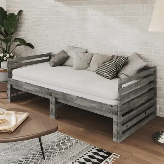 Veras Single Pull-Out Day Bed - Grey, Pinewood
