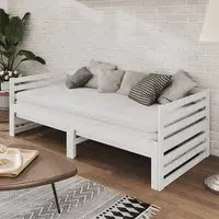 Veras Single Pull-Out Day Bed - White, Pinewood