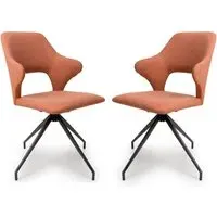 Vercelli Dining Chairs with Swivel - Brick, Fabric