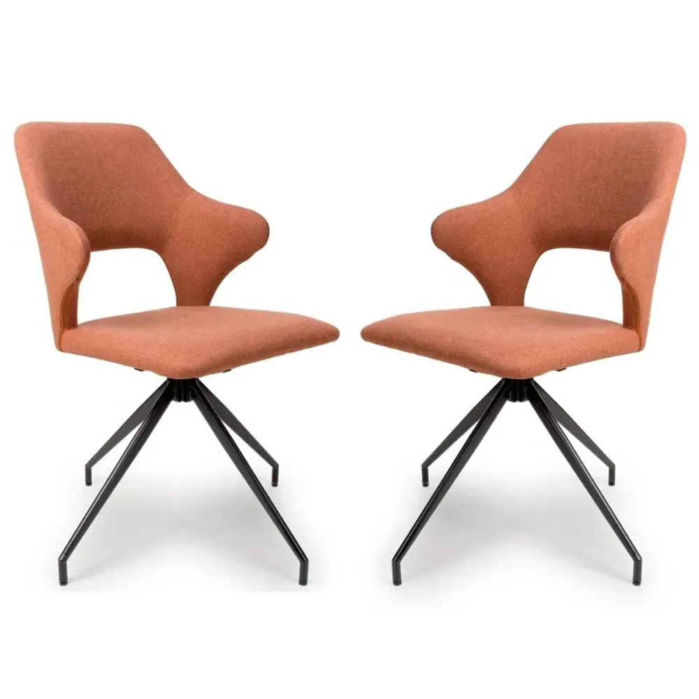 Vercelli Dining Chairs with Swivel - Brick, Fabric image