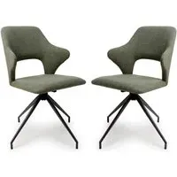 Vercelli Dining Chairs with Swivel - Sage, Fabric