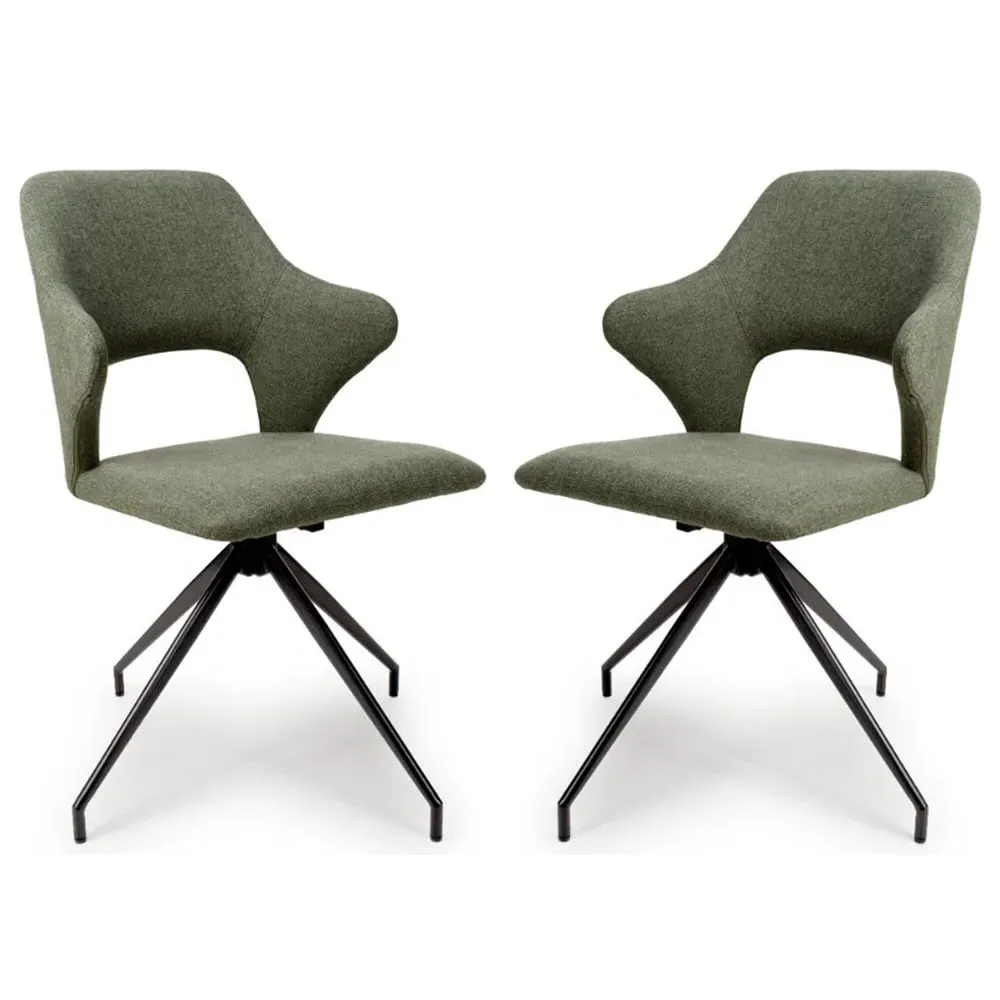 Vercelli Dining Chairs with Swivel - Sage, Fabric
