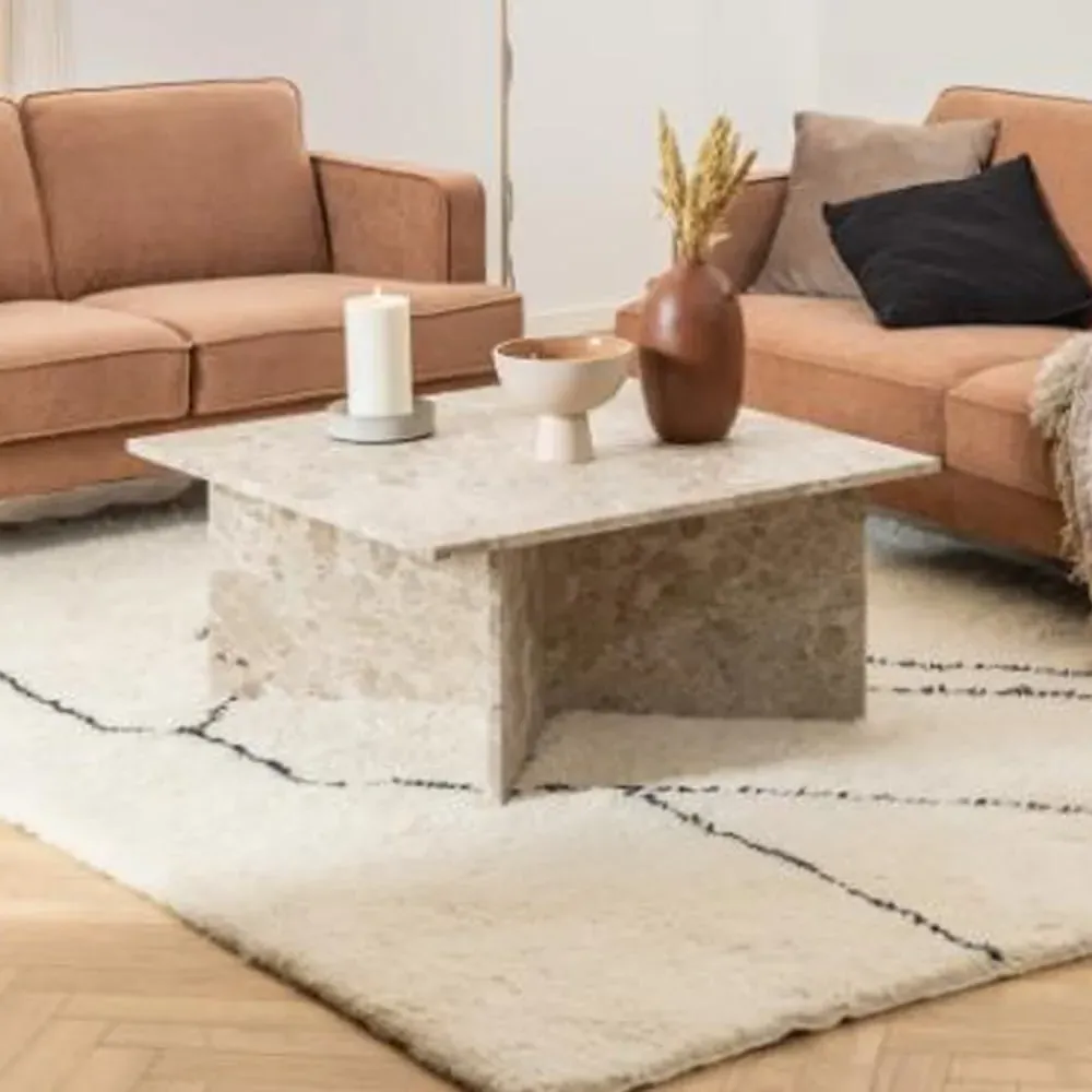 Verdun Square Coffee Table - Brown, Marble