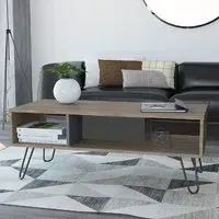 Veritate Coffee Table with Black Legs - Oak, Wood