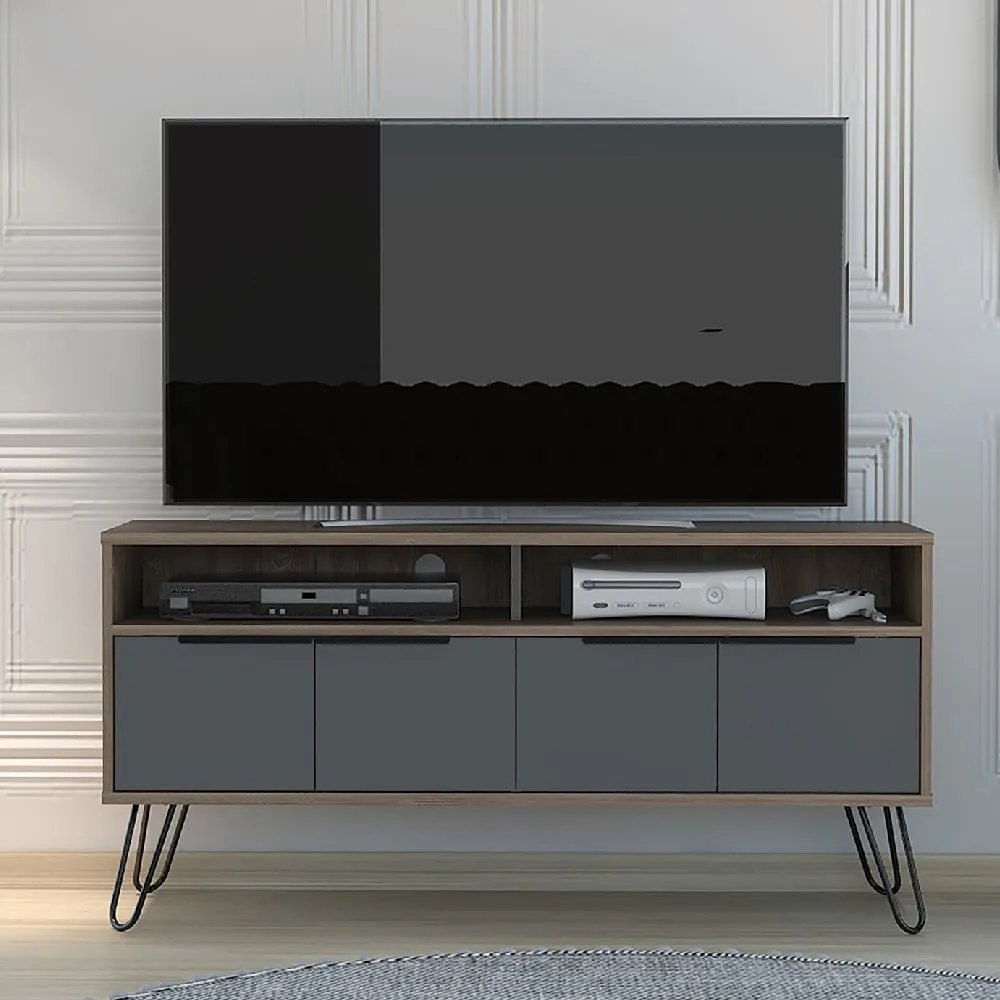 Veritate TV Stand with 4 Doors - Brown, Wood