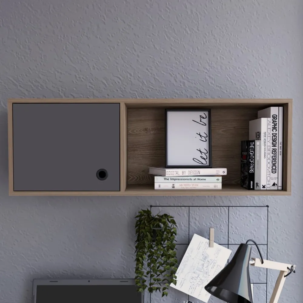 Veritate Wall Storage Unit with 1 Door - Oak, Wood image