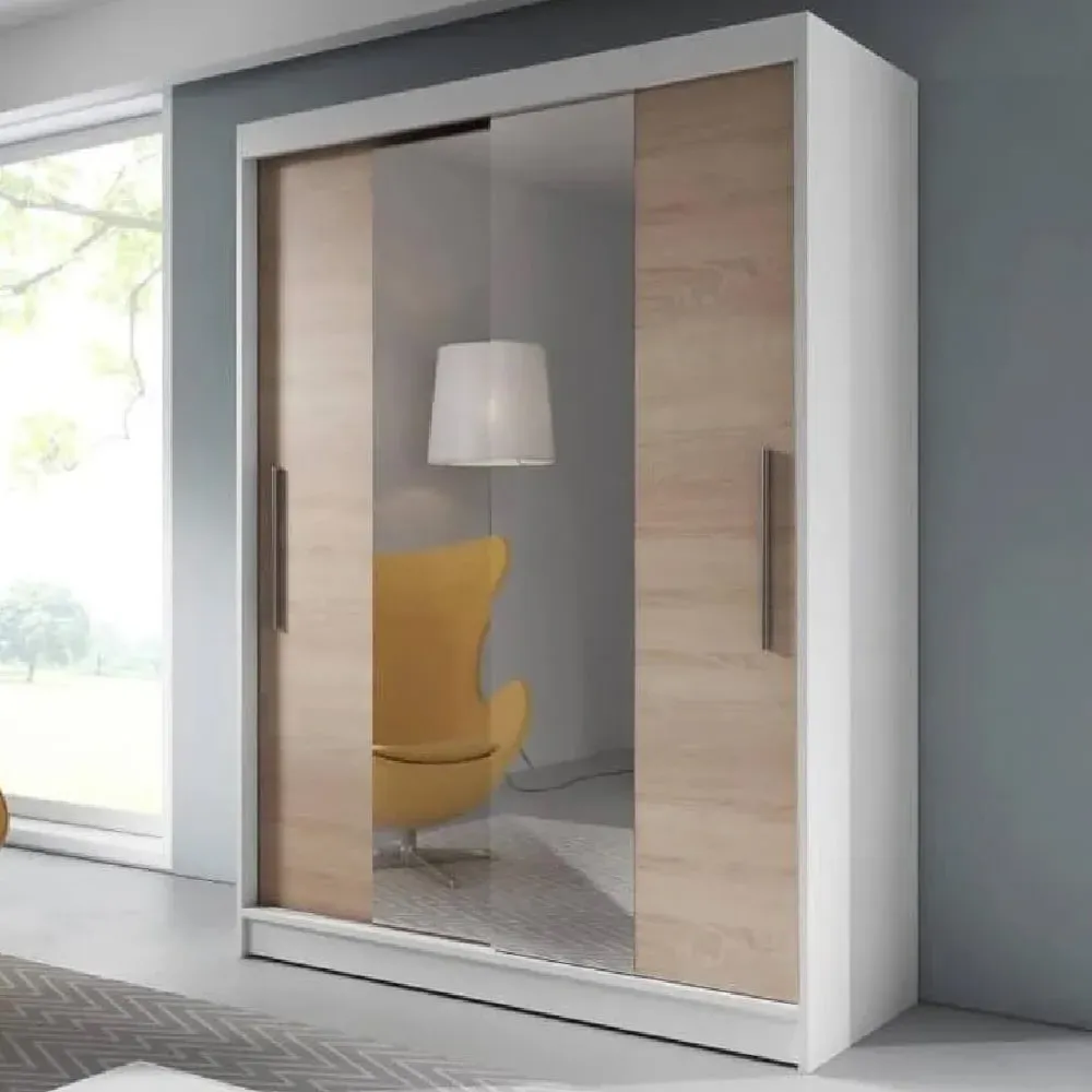 Vernal 2-Door Sliding Wardrobe - White, Oak