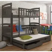 Vernal Bunk Bed with Trundle and Bonnell Mattress - Graphite