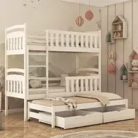 Vernal Bunk Bed with Trundle and Bonnell Mattress - White