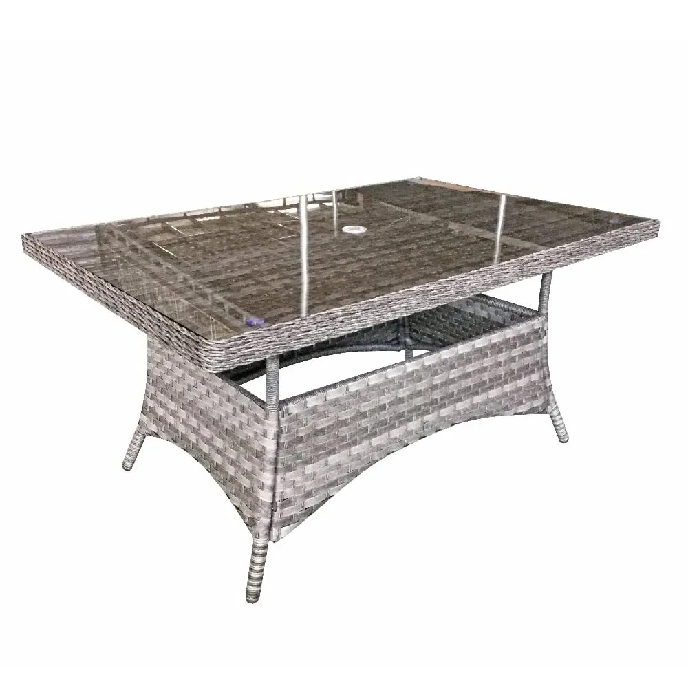 Vernal Rectangular Garden Dining Table - Grey, Glass