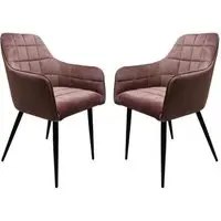 Vernal Velvet Dining Chairs with Black Legs - Blush Pink