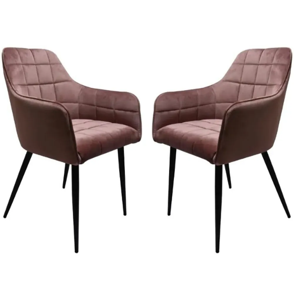 Vernal Velvet Dining Chairs with Black Legs - Blush Pink image