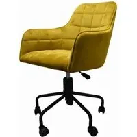 Vernal Velvet Swivel Office Chair - Mustard