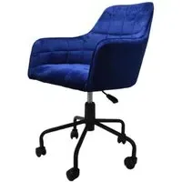 Vernal Velvet Swivel Office Chair - Navy