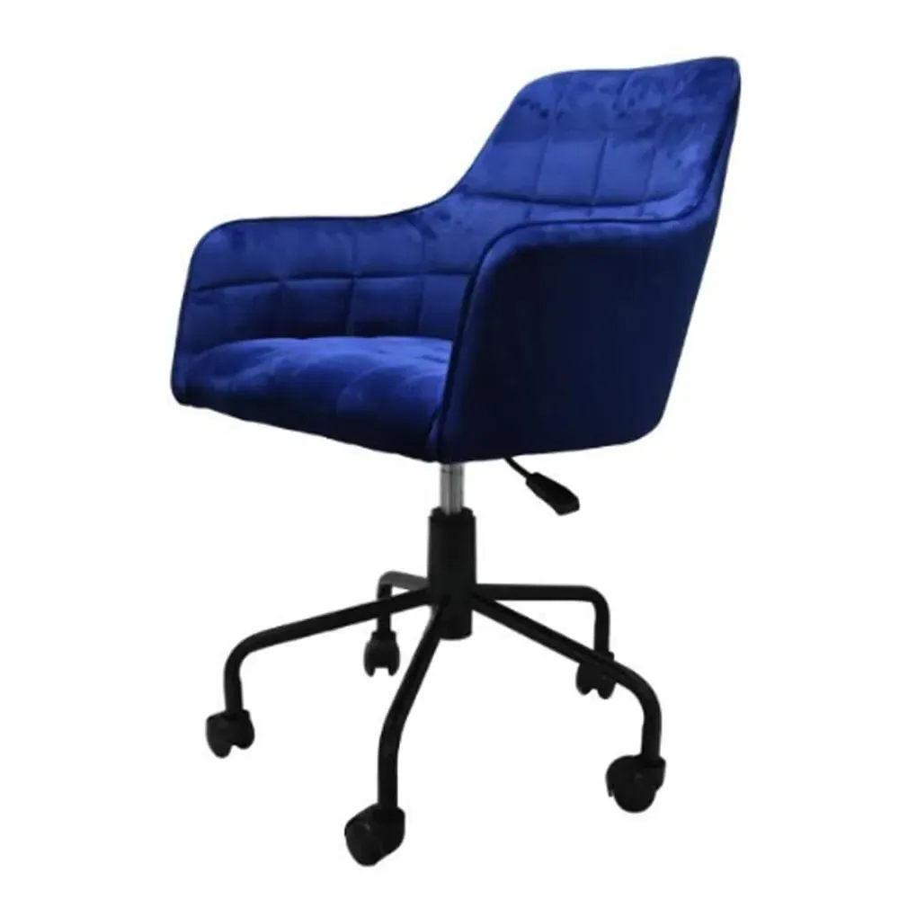 Vernal Velvet Swivel Office Chair - Navy