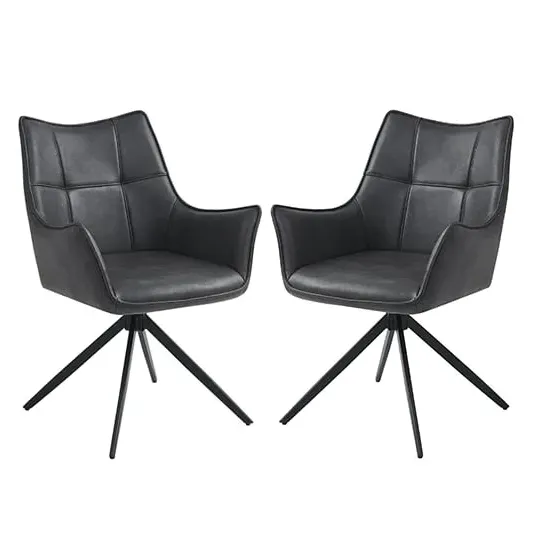 Vernon Dining Armchairs in Pair - Charcoal, Faux Leather image