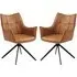 Vernon Dining Armchairs in Pair - Tan, Faux Leather