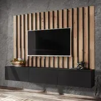 Vernon Entertainment Unit with Storage - Black, Artisan Oak