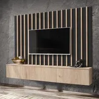 Vernon Entertainment Unit with Storage - Hickory Oak, Black