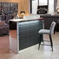 Vessel Mirrored Bar Unit with LED Lights - Grey