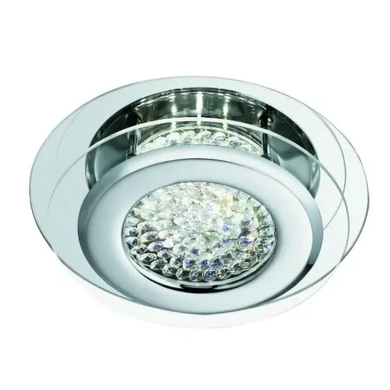 Vesta LED Flush Light with Crystal Centre - Chrome
