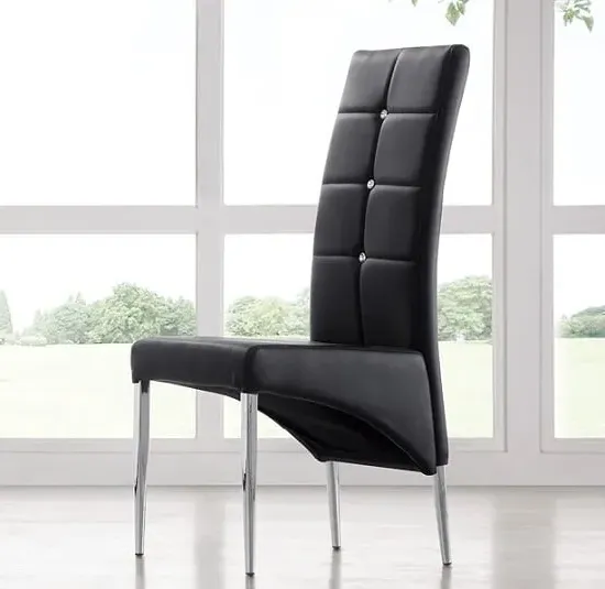 Vesta Studded Dining Chair - Black, Faux Leather