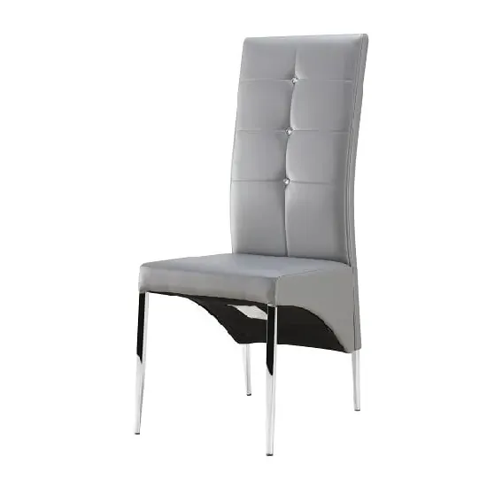 Vesta Studded Dining Chair - Grey, Faux Leather