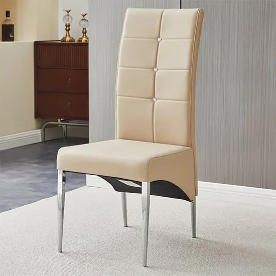 Vesta Studded Dining Chair - Taupe, Faux Leather image