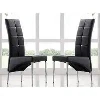Vesta Studded Dining Chairs Pair - Black, Faux Leather