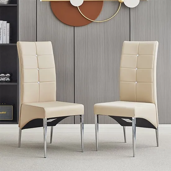 Vesta Studded Dining Chairs Pair - Taupe, Faux Leather image