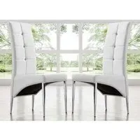 Vesta Studded Dining Chairs Pair - White, Faux Leather