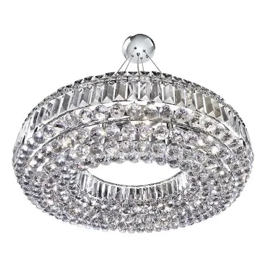 Vesuvius Chrome Ten Light Chandelier - Clear, Crystal