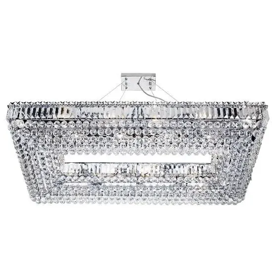 Vesuvius Rectangle Chandelier with Crystal Drops - Chrome image
