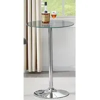 Vetro Round Bar Table - Clear Glass, Chrome