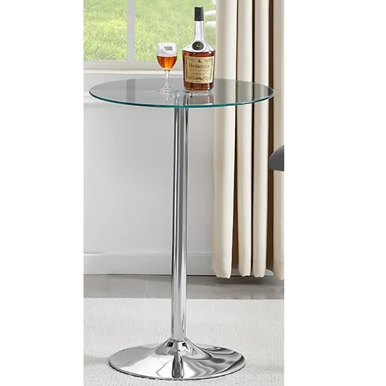 Vetro Round Bar Table - Clear Glass, Chrome image